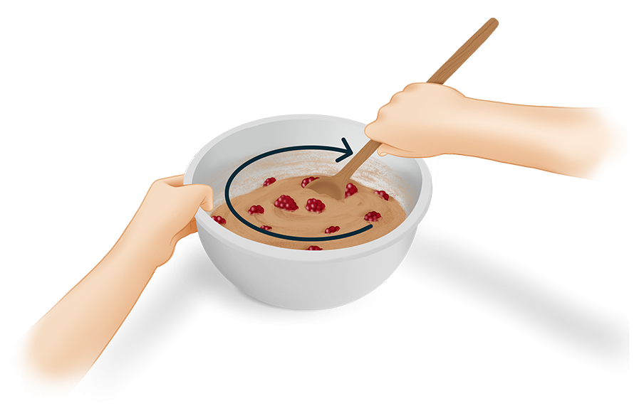 Mélanger avec une cuillère en bois - Technique B