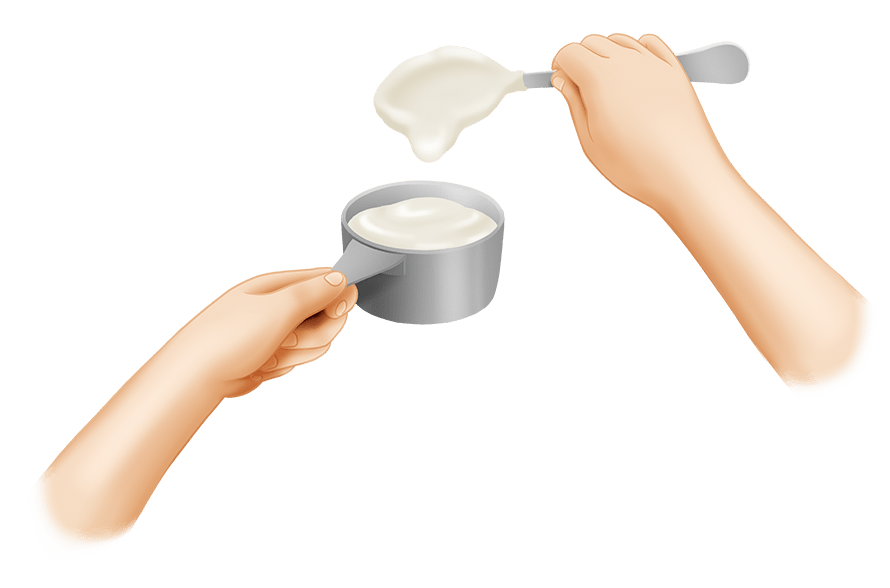 Mesurer des ingrédients humides avec une tasse à mesurer - Technique C