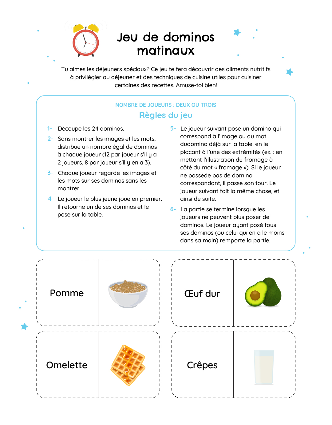 Jeu de dominos matinaux