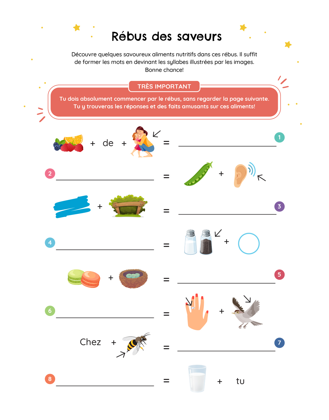 Rébus des saveurs et faits amusants