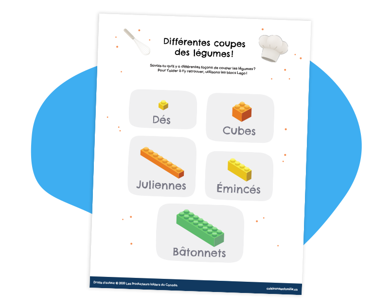 Différentes coupes des légumes