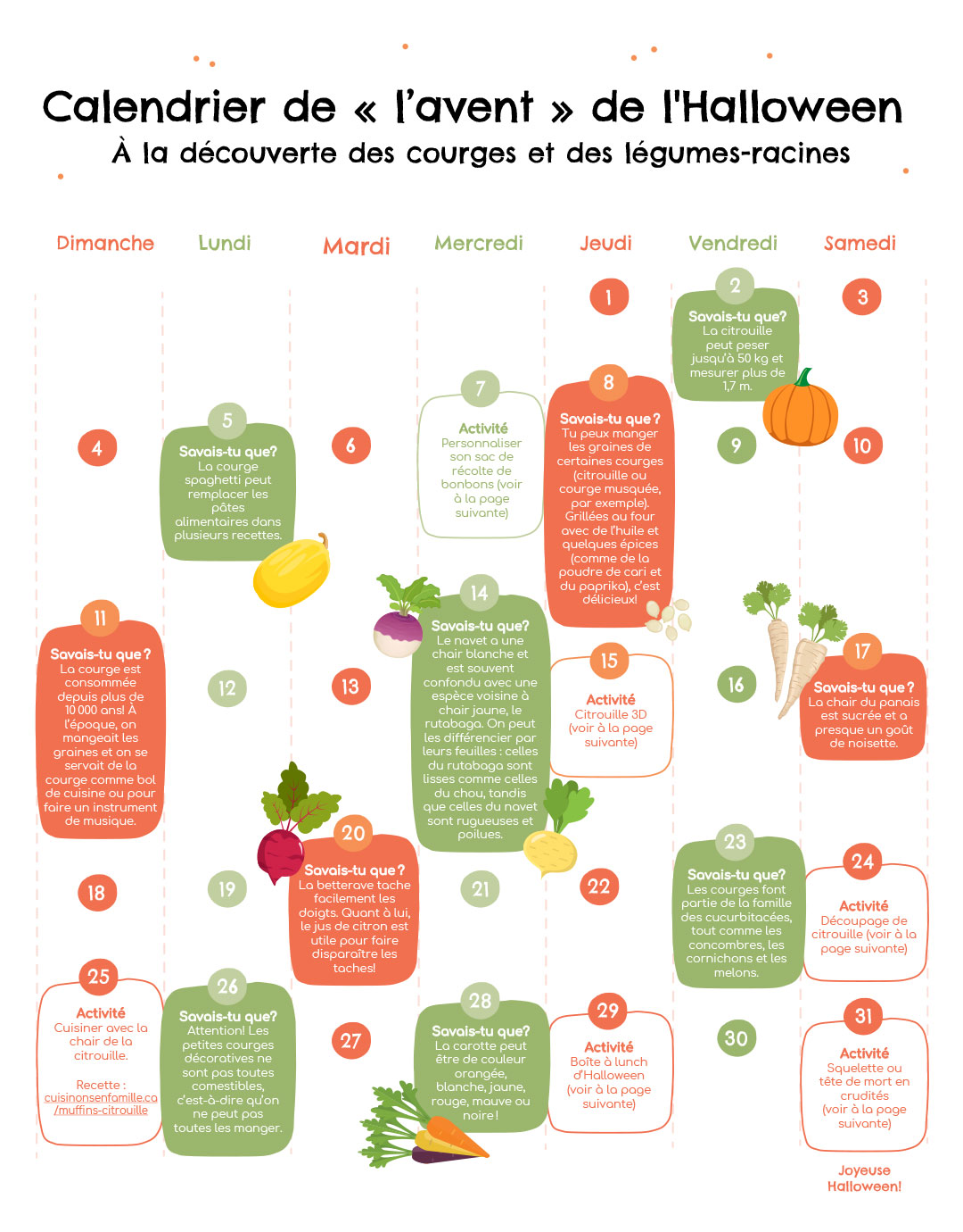 Calendrier de «&nbsp;l’avent&nbsp;» de l'Halloween