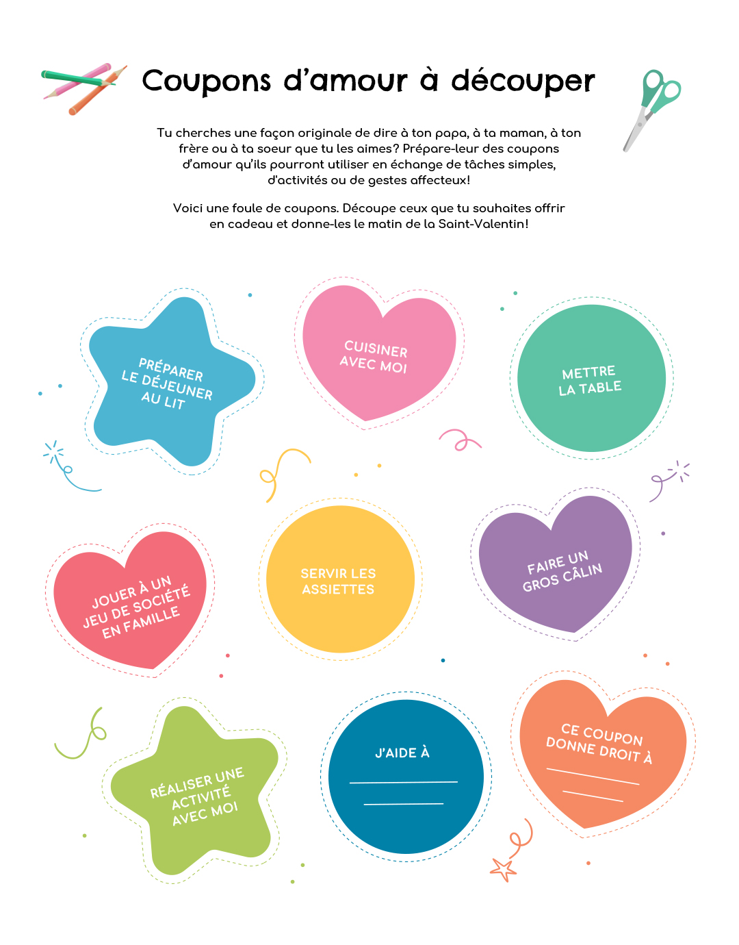 Coupons d’amour à découper